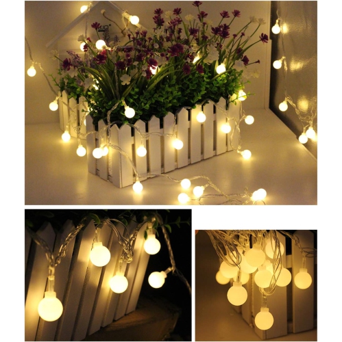 Globe Fairy String Lights Battery Powered, 49FT 100LED String Lights Outdoor, 8 Modes Waterproof Twinkle Lights with Remote & Timer