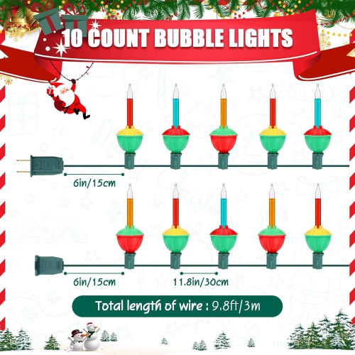 Christmas Bubble Lights, 10 Traditional Multicolor Bubble Lights Christmas Tree Lights UL Listed for Holiday Christmas Decorations Indoor/Outdoor