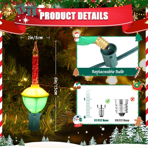 Christmas Bubble Lights, 10 Traditional Multicolor Bubble Lights Christmas Tree Lights UL Listed for Holiday Christmas Decorations Indoor/Outdoor