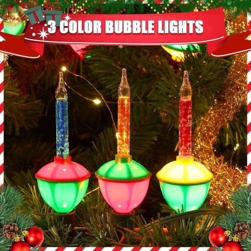Christmas Bubble Lights, 10 Traditional Multicolor Bubble Lights Christmas Tree Lights UL Listed for Holiday Christmas Decorations Indoor/Outdoor