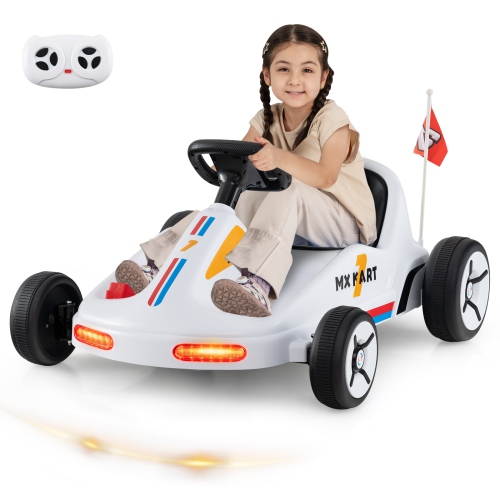 COSTWAY  12V Kids Electric Go Kart 7Ah Battery Powered Ride On Race Toy With Remote Control