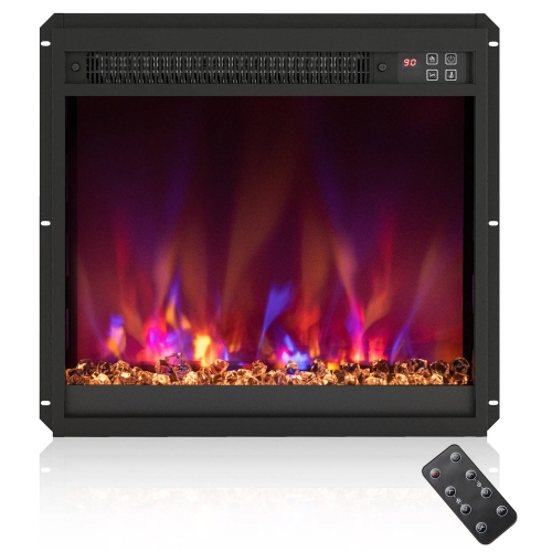 COSTWAY  18" Electric Fireplace Insert Recessed 1500W Fireplace Heater With Remote Control