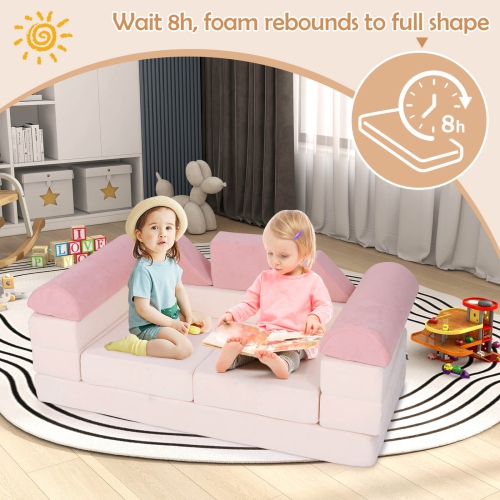 Ensemble de jeu modulaire pour enfants avec housse en suède et mousse haute densité de Costway