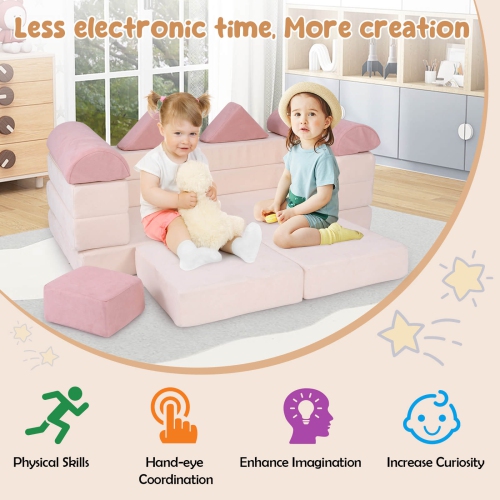 Ensemble de jeu modulaire pour enfants avec housse en suède et mousse haute densité de Costway