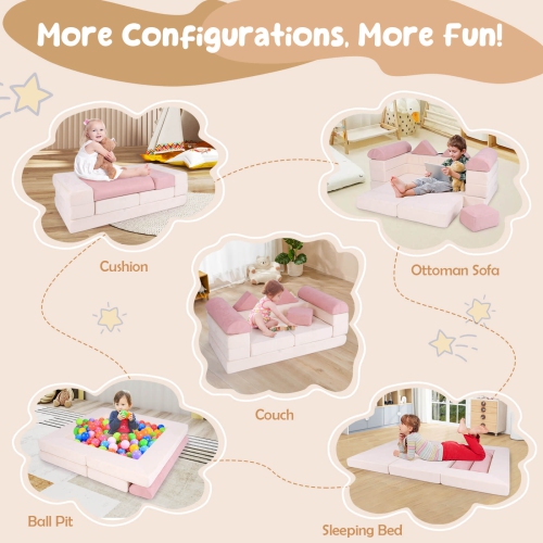 Ensemble de jeu modulaire pour enfants avec housse en suède et mousse haute densité de Costway