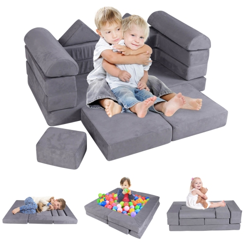 Ensemble de jeu modulaire pour enfants avec housse en suède et mousse haute densité de Costway