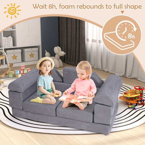 Ensemble de jeu modulaire pour enfants avec housse en suède et mousse haute densité de Costway