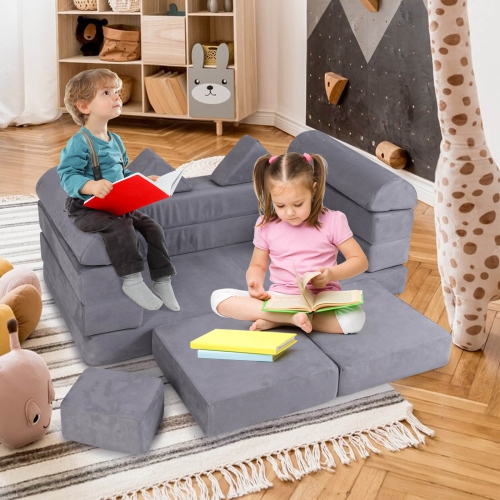 Ensemble de jeu modulaire pour enfants avec housse en suède et mousse haute densité de Costway