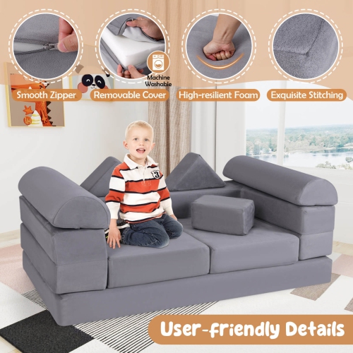 Ensemble de jeu modulaire pour enfants avec housse en suède et mousse haute densité de Costway