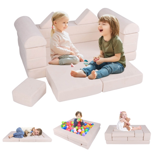 Ensemble de jeu modulaire pour enfants avec housse en suède et mousse haute densité de Costway