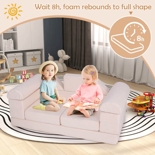 Ensemble de jeu modulaire pour enfants avec housse en suède et mousse haute densité de Costway
