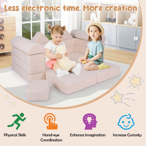 Ensemble de jeu modulaire pour enfants avec housse en suède et mousse haute densité de Costway