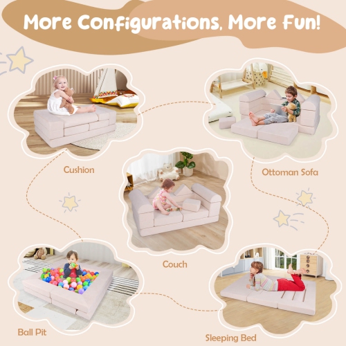 Ensemble de jeu modulaire pour enfants avec housse en suède et mousse haute densité de Costway