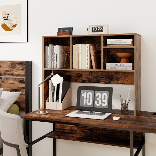 Costway Computer Desktop Bookcase Countertop Storage Bookshelf Organizer with 4 Cubbies