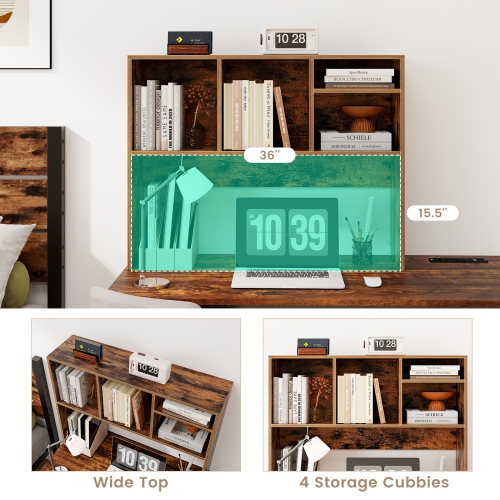 Costway Computer Desktop Bookcase Countertop Storage Bookshelf Organizer with 4 Cubbies