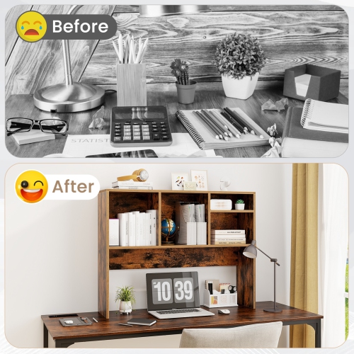 Costway Computer Desktop Bookcase Countertop Storage Bookshelf Organizer with 4 Cubbies