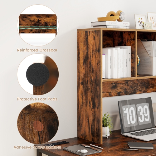 Costway Computer Desktop Bookcase Countertop Storage Bookshelf Organizer with 4 Cubbies