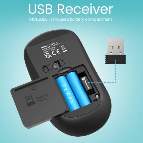 Oececa Wireless Keyboard and Mouse Combo, 2.4G Full-Sized Ergonomic Keyboard Mouse, 3 DPI Adjustable Cordless USB Keyboard and Mouse, Quite Click for