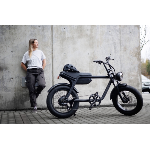 Ollie Powerslide E-Moto, Electric Bike, 500W Rear Hub Motor, 60-Mile Range, 20" x 4" Tires, Hydraulic Disc Brakes, Dual Passenger Seat, 7-Speed
