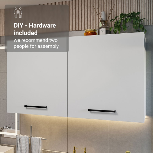 Madesa Bathroom Wall Cabinet with 2 Doors and Shelves Wooden Storage Unit for Toiletries, Towels, and Skincare Ideal for Bathroom Organization and