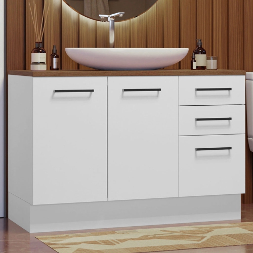 Madesa Bathroom Cabinet with 2 Doors and 3 Drawers Wooden Storage Unit for Toiletries, Towels, Ideal for Bathroom Organization and Decluttering –