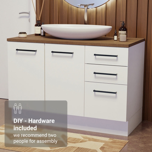 Madesa Bathroom Cabinet with 2 Doors and 3 Drawers Wooden Storage Unit for Toiletries, Towels, Ideal for Bathroom Organization and Decluttering –