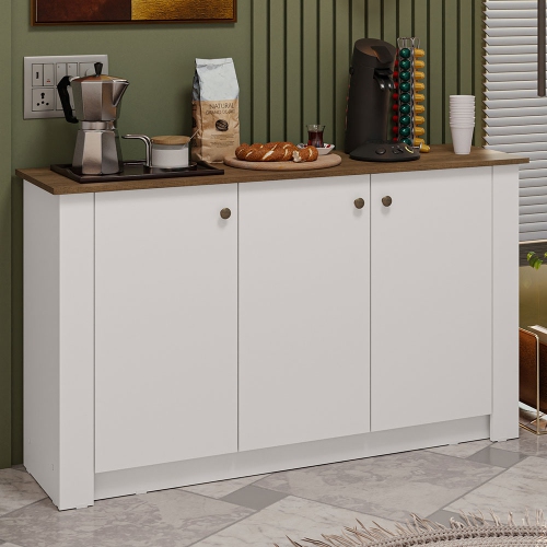 Armoire de bar à café Madesa avec unité de rangement en bois à 3 portes pour la cuisine, la salle à manger ou le bureau Parfait pour organiser les