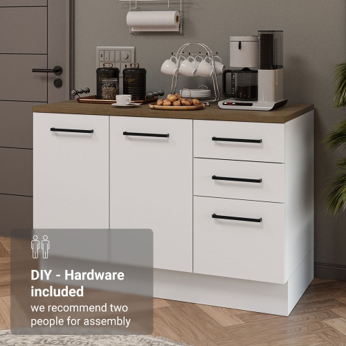 Madesa Coffee Bar Cabinet with 2 Doors and 3 Drawers Wooden Storage Unit for Kitchen, Dining Room, or Office Perfect for Organizing Coffee Makers,