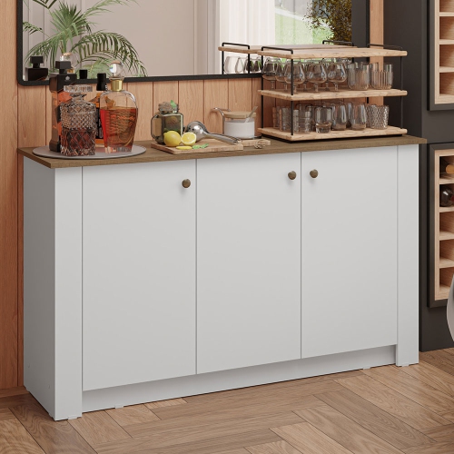 Armoire de rangement avec 3 portes Madesa Home Bar – Unité de rangement en bois pour la cuisine, la salle à manger, idéale pour ranger la verrerie,