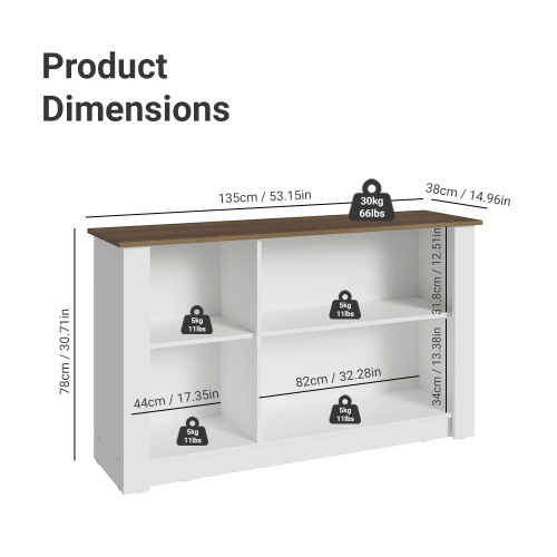 Armoire de rangement avec 3 portes Madesa Home Bar – Unité de rangement en bois pour la cuisine, la salle à manger, idéale pour ranger la verrerie,