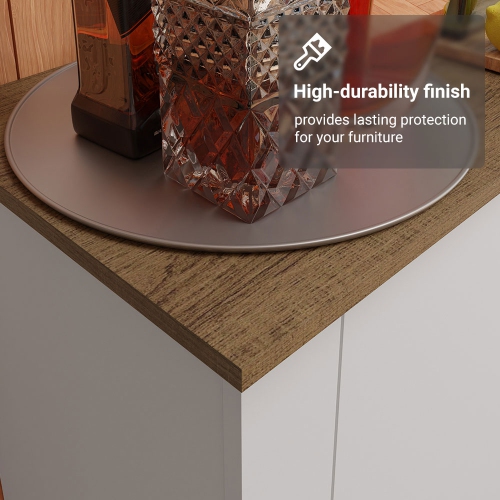 Armoire de rangement avec 3 portes Madesa Home Bar – Unité de rangement en bois pour la cuisine, la salle à manger, idéale pour ranger la verrerie,