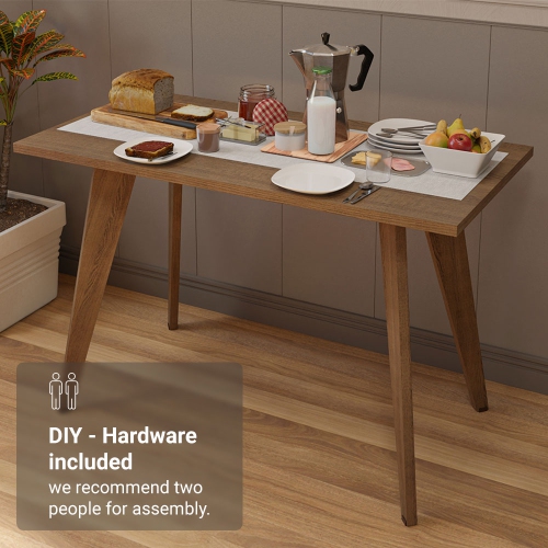 Table à dîner compacte Madesa avec table à déjeuner à surface en bois pour la cuisine, la salle à manger ou le coin déjeuner Idéal pour servir des