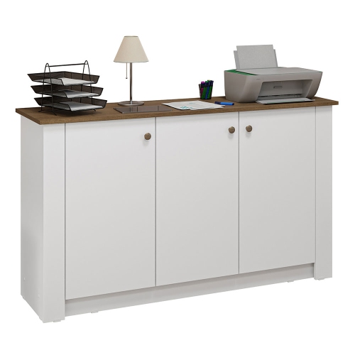 Madesa Office Storage Cabinet with 3 Doors Wooden Organization Unit for Office Supplies, Documents, and Printers Perfect for Home Office or Workspace
