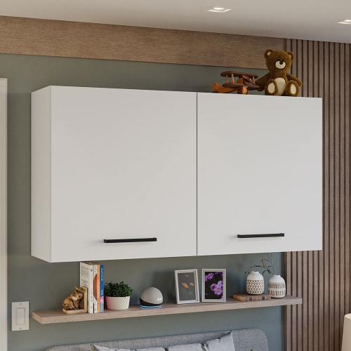 Madesa Bedroom Storage Cabinet with 2 Doors Wooden Organization Unit for extra Bedding, Boxes and Utensils – White