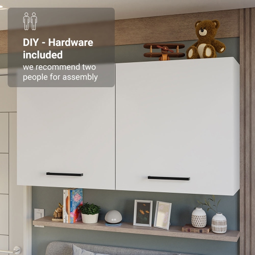 Madesa Bedroom Storage Cabinet with 2 Doors Wooden Organization Unit for extra Bedding, Boxes and Utensils – White