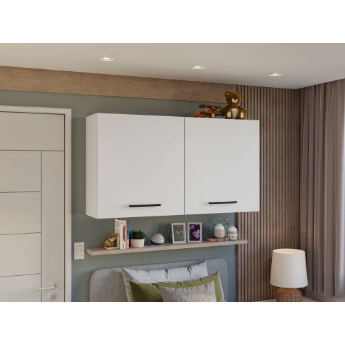 Madesa Bedroom Storage Cabinet with 2 Doors Wooden Organization Unit for extra Bedding, Boxes and Utensils – White