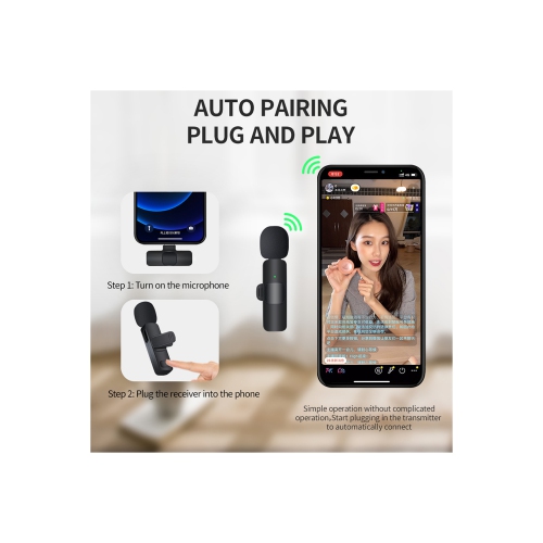 HYFAI Wireless Type-C Lavalier Lapel Microphone with Noise Reduction & USB-C Receiver 2 TX +1 RX