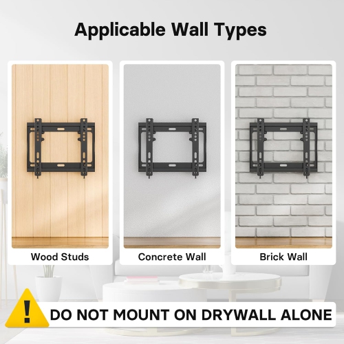 Support mural discret pour téléviseur LED 17-45&nbsp;po, support mural inclinable ultramince jusqu'à 66&nbsp;lb/30&nbsp;kg, maximum VESA 200