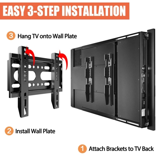 TV Wall Mount Fixed Monitor Bracket For 14-42" Flat Curved Screen 19 24 28 32 40 inch TV Monitor, Small Televisions Mount up to VESA 200x200mm 25KG