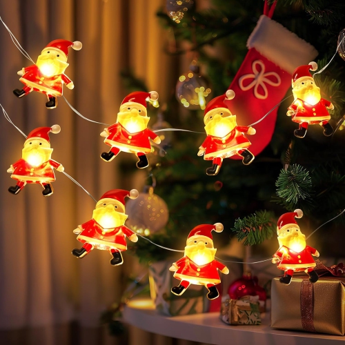 2-pcs Christmas Decorations Indoor Lights, 13.12FT 40 LED Christmas Santa Claus Fairy String Lights Battery Operated