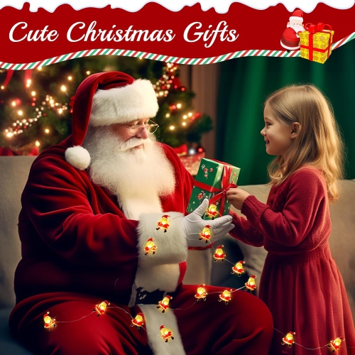 2-pcs Christmas Decorations Indoor Lights, 13.12FT 40 LED Christmas Santa Claus Fairy String Lights Battery Operated