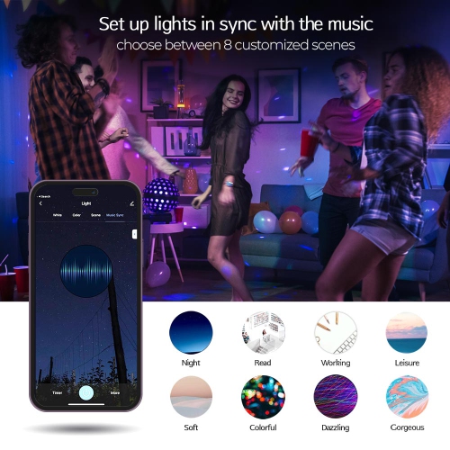 Zare Smart Light Bulbs, Compatible with Alexa and Google Assistant, Dimmable Color Changing RGB Smart Bulbs, 9W 806 Lumens, 2.4Ghz Bluetooth Wi-Fi,