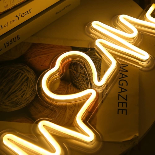 1 lumières murales à DEL rose Heartbeat avec logo Love Backplane Lighing Confession Decor