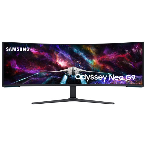 Tout nouveau - Moniteur de jeu FreeSync LED incurvé VA 1&nbsp;ms 240&nbsp;Hz Ultra HD 8K 57&nbsp;po de Samsung - Noir/Blanc