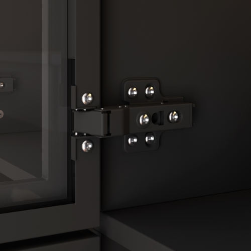 Homsee Black 6-Door Wardrobe with Iron Frame & Tempered Glass Doors, LED Light Strip, UL Adapter, Black