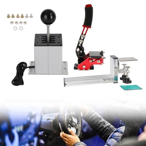 USB Handbrake with L Clip and 7+R H Shifter for Logitech G25 G27 G29 Racing Game