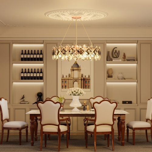 24 Inch LED Modern Luxury Crystal Ceiling Light Water Chestnut Ceiling Light Chandelier Ceiling Light Decor for Living Room Bedroom Entryway