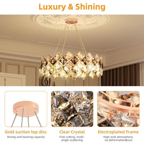 24 Inch LED Modern Luxury Crystal Ceiling Light Water Chestnut Ceiling Light Chandelier Ceiling Light Decor for Living Room Bedroom Entryway