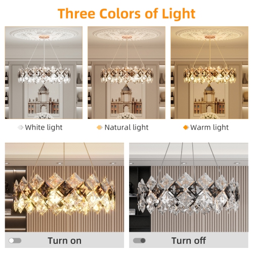 24 Inch LED Modern Luxury Crystal Ceiling Light Water Chestnut Ceiling Light Chandelier Ceiling Light Decor for Living Room Bedroom Entryway
