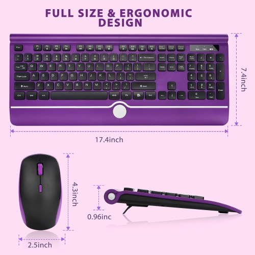 Oececa Large Print Wireless Keyboard and Mouse - 7 Colors Backlit Keyboard, Oversize Letters Keys Easy to See and Type, Rechargeable Keyboard and